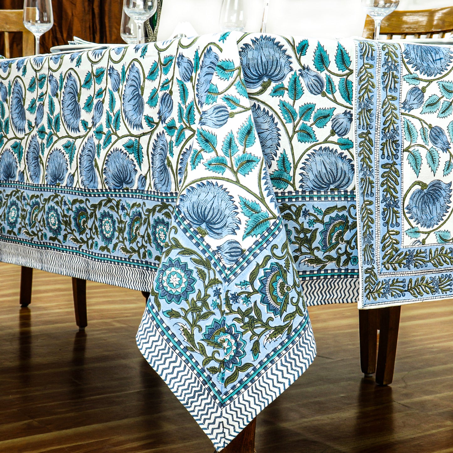 Indian Natural Block Printed Cotton Tablecloth & Table Linen - My Store