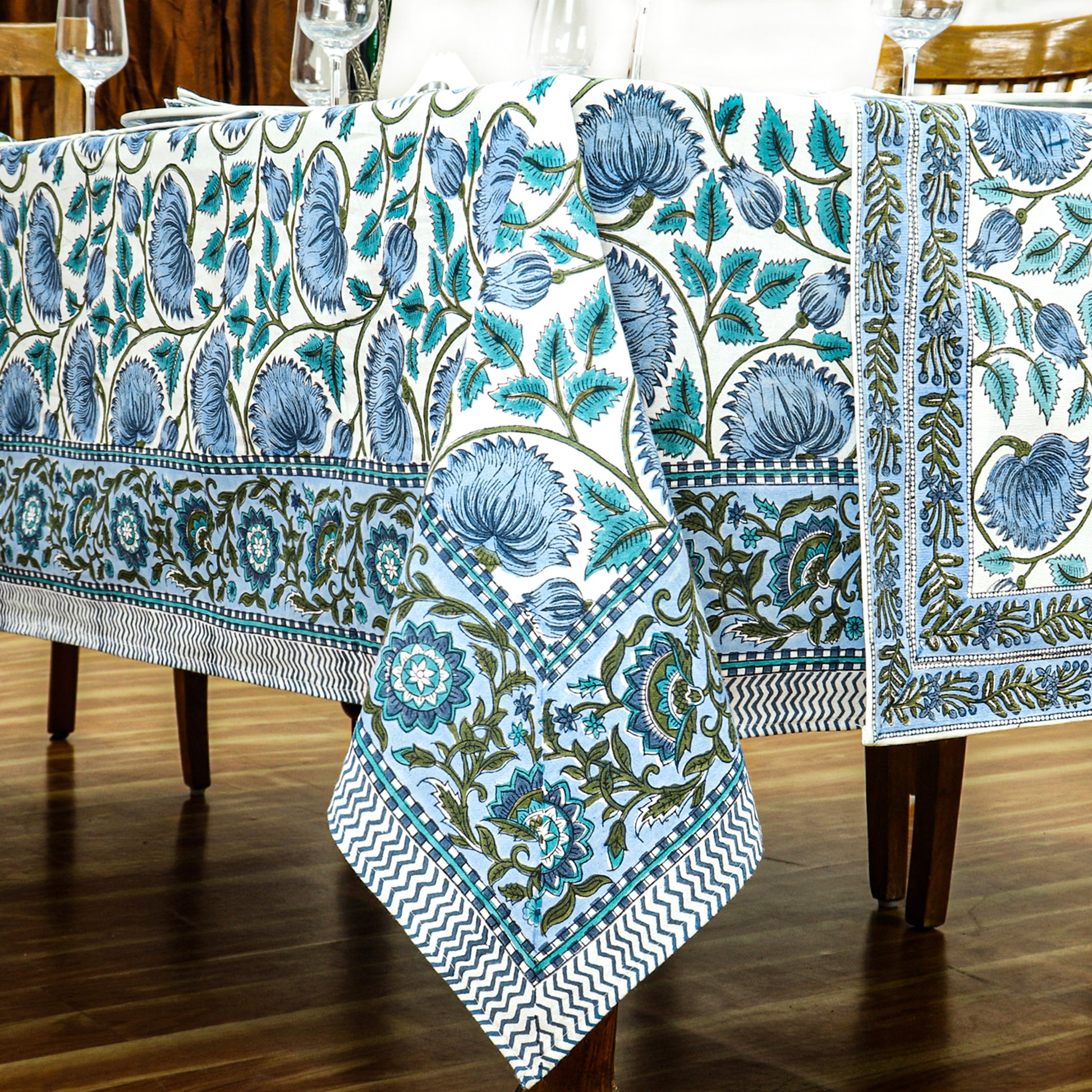 Indian Natural Block Printed Cotton Tablecloth & Table Linen - My Store