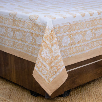 Cotton Bedsheet – Hand Block Floral Print – Peach and White – King, Queen, Twin Sizes - My Store