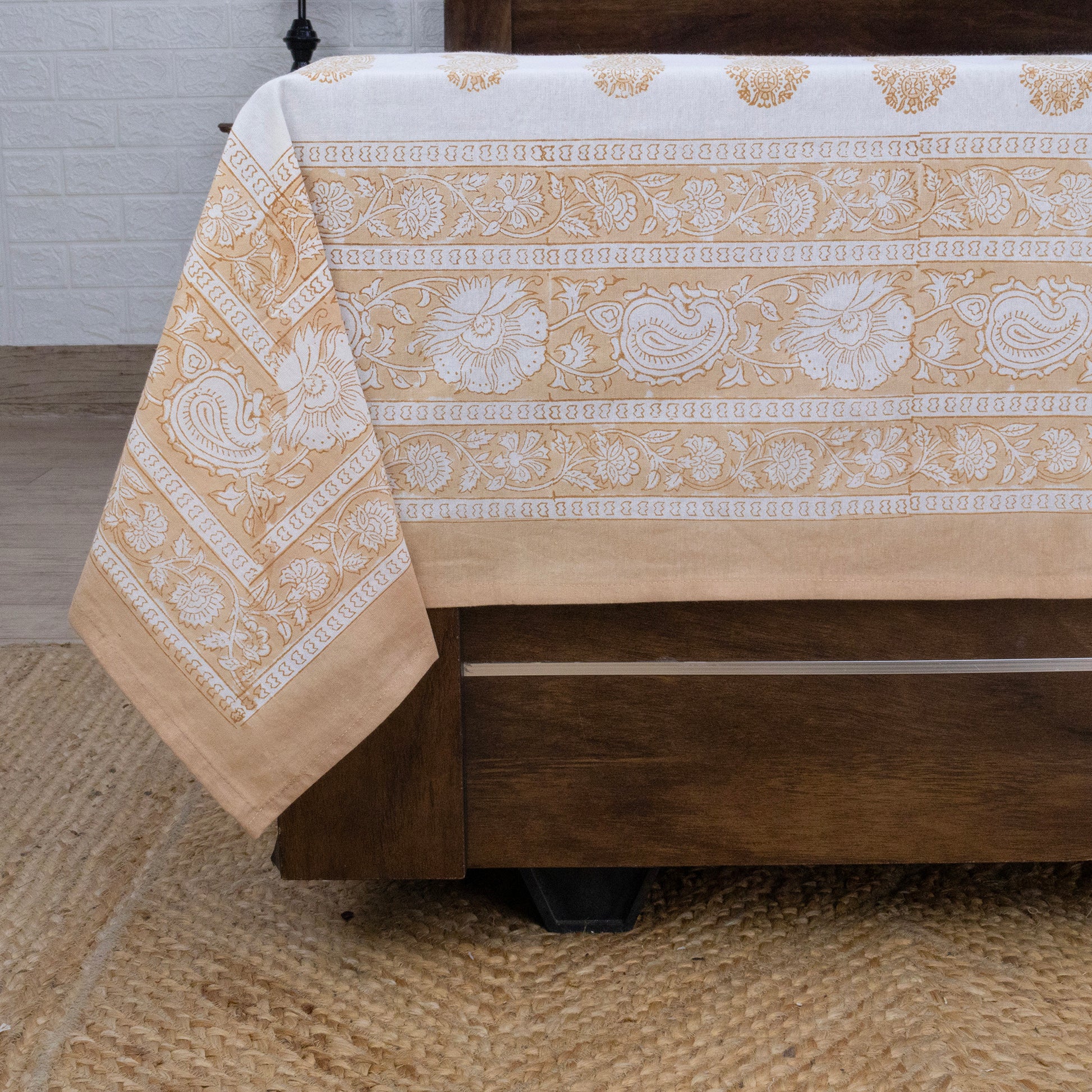 Cotton Bedsheet – Hand Block Floral Print – Peach and White – King, Queen, Twin Sizes - My Store