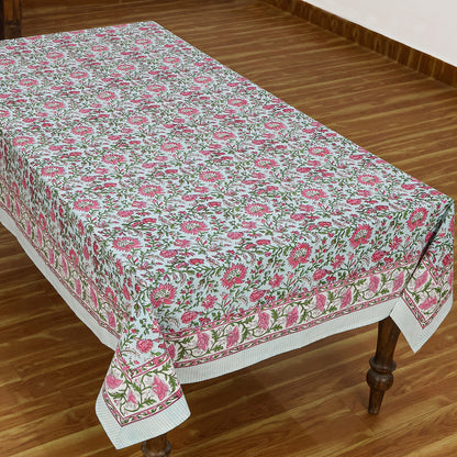 Floral Hand Block Printed Rectangle Dinning Tablecloth - My Store