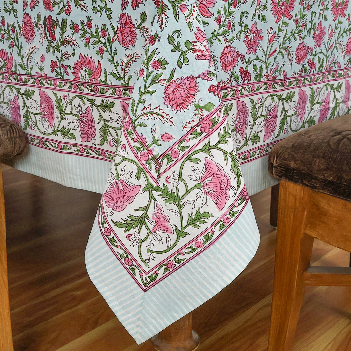 Floral Hand Block Printed Rectangle Dinning Tablecloth - My Store