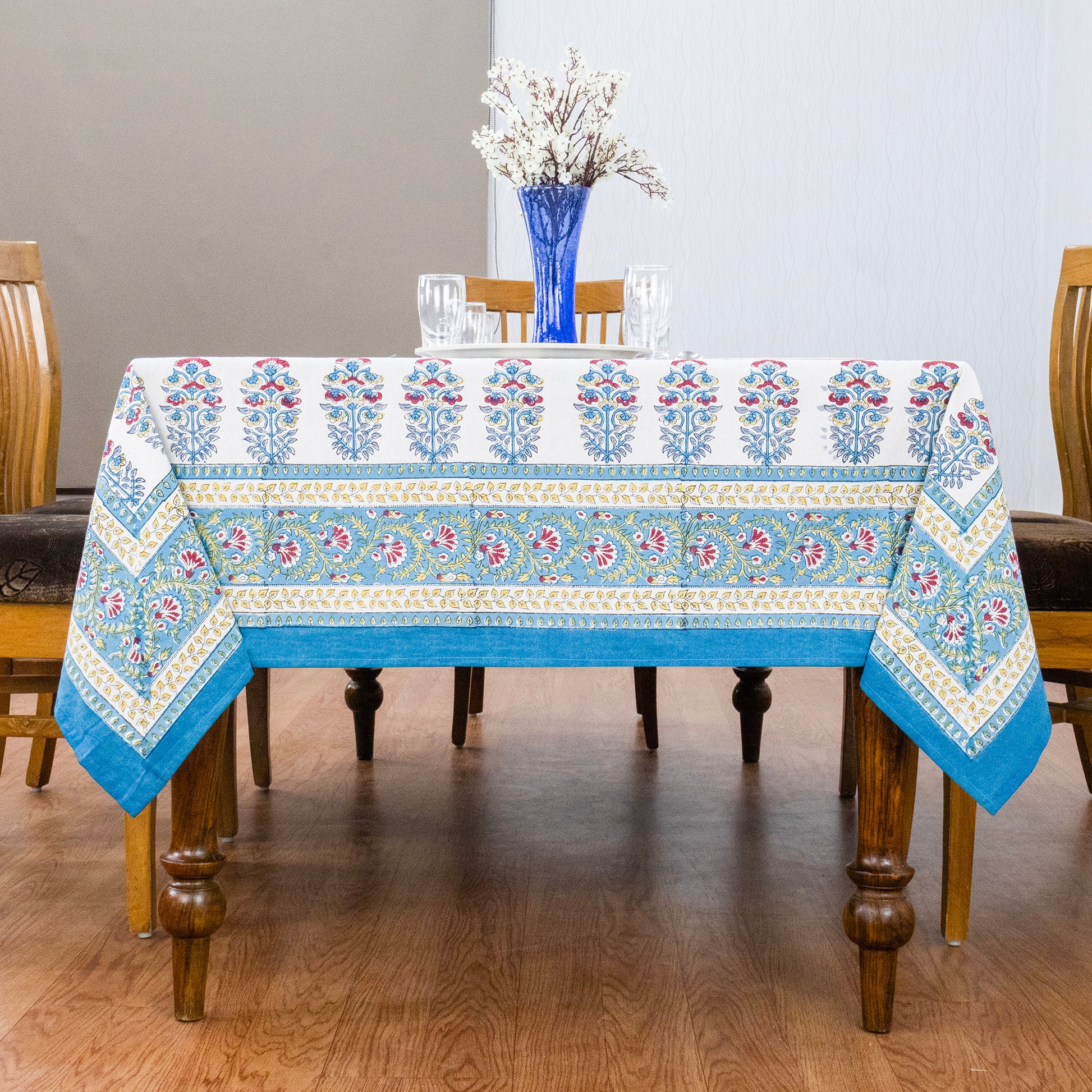 handmade tablecloth, blue and white tablecloth, block printed table cover, cotton table cover, premium cotton tablecloth, floral tablecloth, indian tablecloth, Jaipuri tablecloth, green and pink table linens, boho home decor, table cover for dinning table cover, rectangle table cover, table cloth for dinning decor, custom table cloth,  washable table cloth, outdoor tablecloth, indoor tablecloth, gifts for fathers day