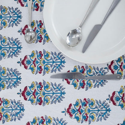 handmade tablecloth, blue and white tablecloth, block printed table cover, cotton table cover, premium cotton tablecloth, floral tablecloth, indian tablecloth, Jaipuri tablecloth, green and pink table linens, boho home decor, table cover for dinning table cover, rectangle table cover, table cloth for dinning decor, custom table cloth,  washable table cloth, outdoor tablecloth, indoor tablecloth, gifts for fathers day