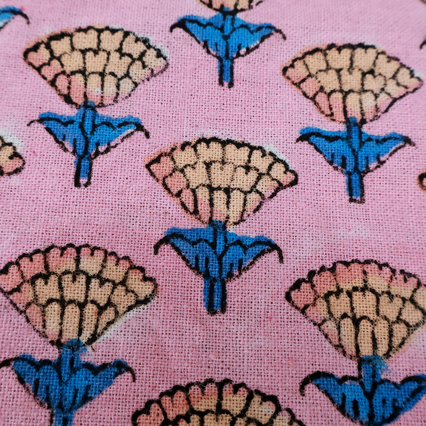 Indian Block Printed Pink Blue Tablecloth For Dinning Table Decor - My Store