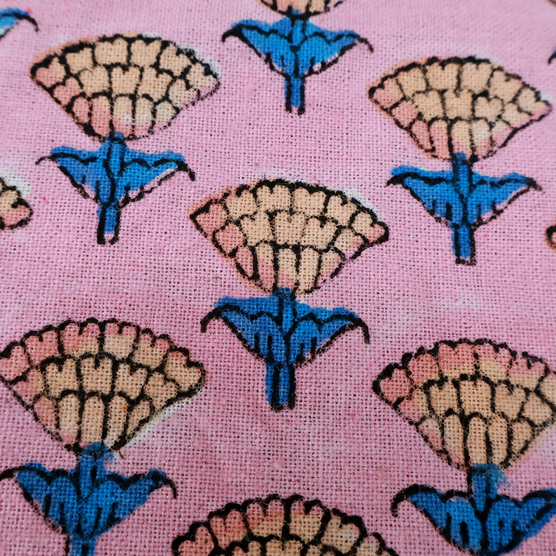 Indian Block Printed Pink Blue Tablecloth For Dinning Table Decor - My Store