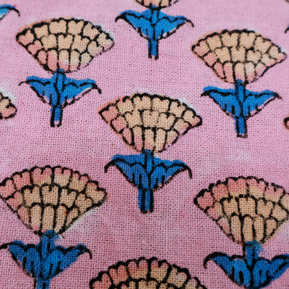 Indian Block Printed Pink Blue Tablecloth For Dinning Table Decor - My Store