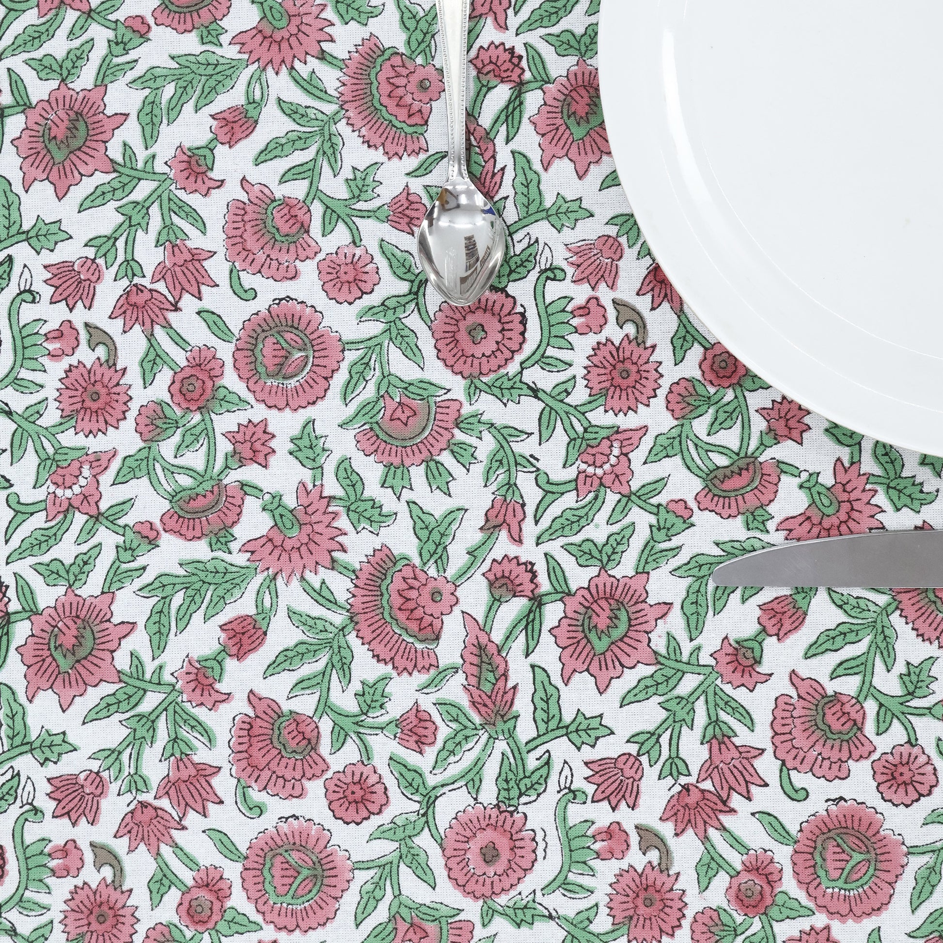 handmade tablecloth, pink and green tablecloth, block printed table cover, cotton table cover, premium cotton tablecloth, floral tablecloth, indian tablecloth, Jaipuri tablecloth, green and pink table linens, boho home decor, table cover for dinning table cover, rectangle table cover, table cloth for dinning decor, custom table cloth,  washable table cloth, outdoor tablecloth, indoor tablecloth, gifts for fathers day