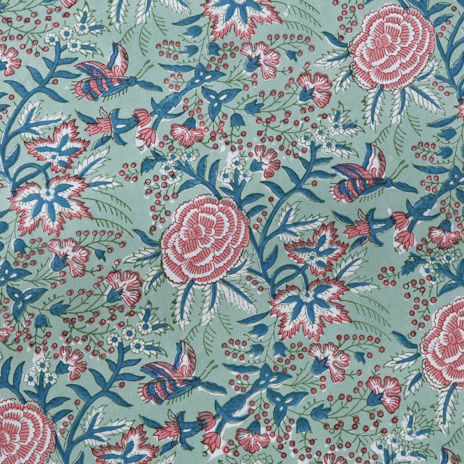 Green And Pink Block Print Handmade Cotton Premium Quality Tablecloth - My Store