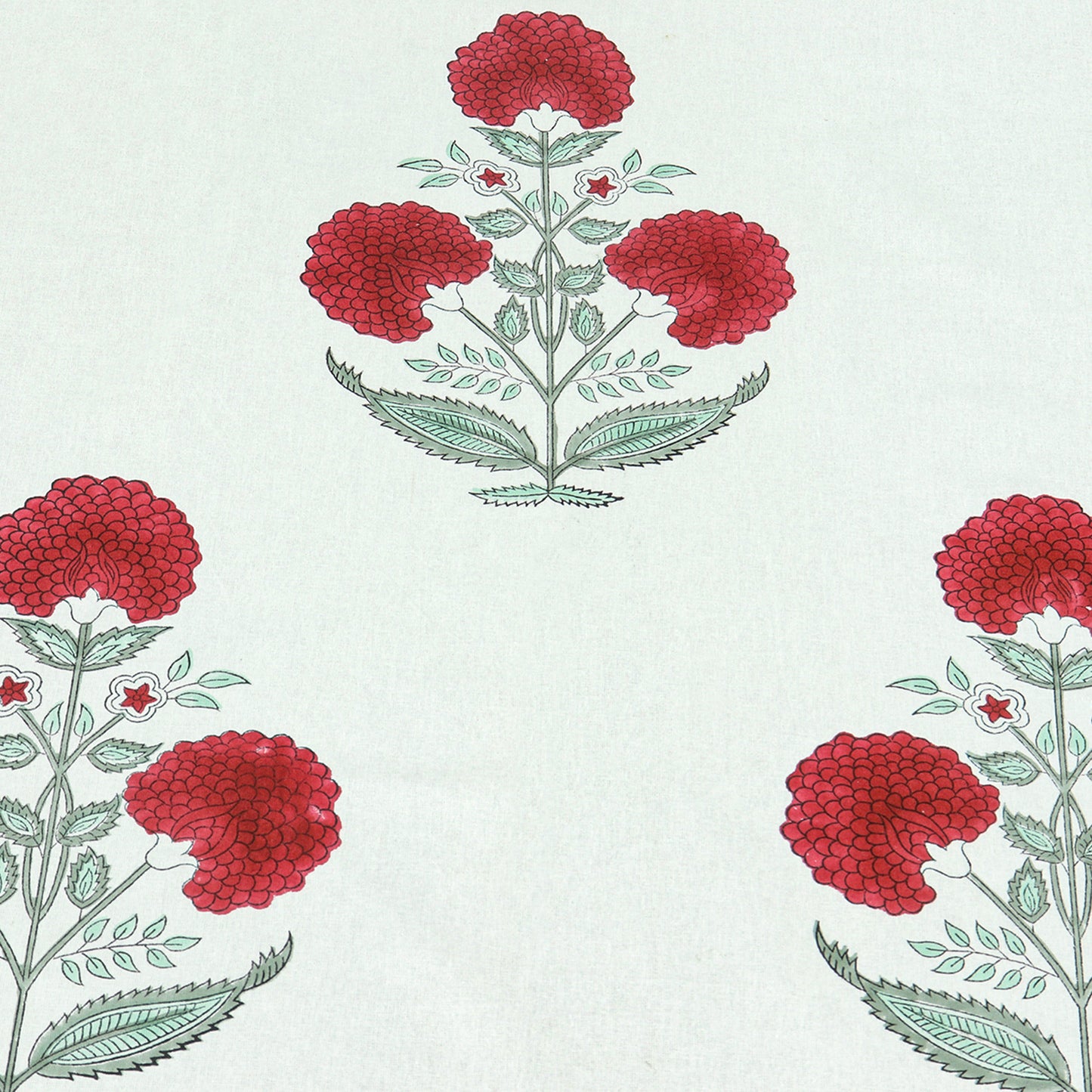 Indian Red Flower Block Print tablecloth Cotton Table Cover - My Store