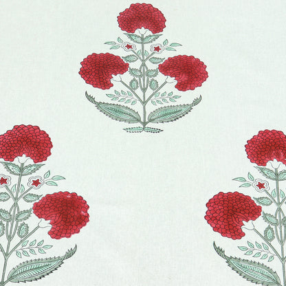 Indian Red Flower Block Print tablecloth Cotton Table Cover - My Store