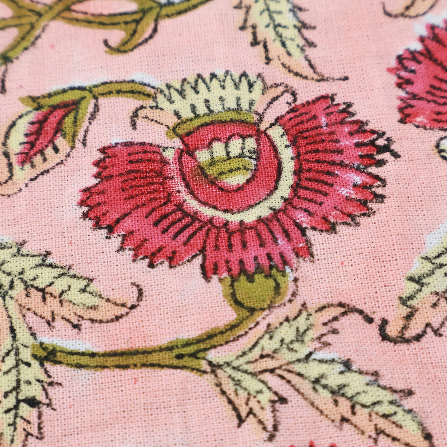 Floral Orange Block Printed Cotton Tablecloth For Rectangle Dinning Table - My Store