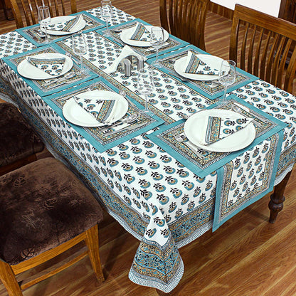 Cotton Block Printed Rectangle Tablecloth For Decoration - My Store