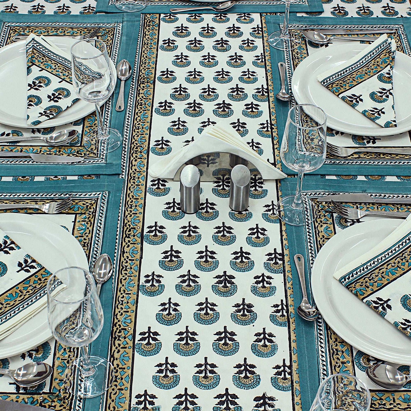 Cotton Block Printed Rectangle Tablecloth For Decoration - My Store