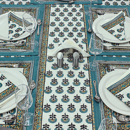 Cotton Block Printed Rectangle Tablecloth For Decoration - My Store