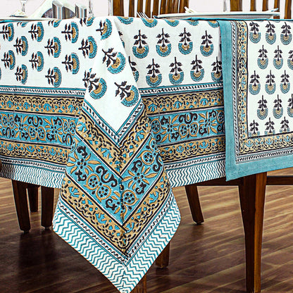 Cotton Block Printed Rectangle Tablecloth For Decoration - My Store