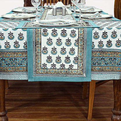 Cotton Block Printed Rectangle Tablecloth For Decoration - My Store
