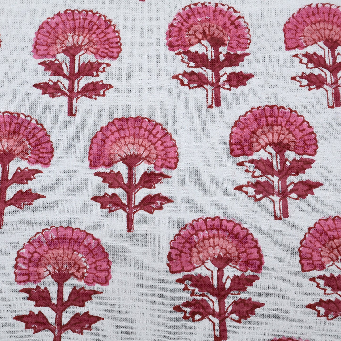 Hand Block Printed Cotton Pink and White Tablecloth for Dinning Decor - My Store