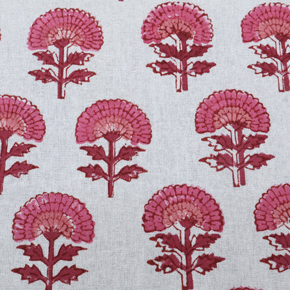 Hand Block Printed Cotton Pink and White Tablecloth for Dinning Decor - My Store