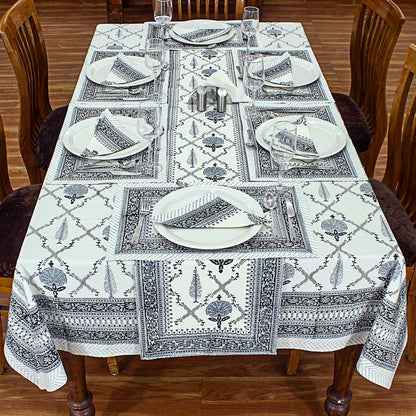 Grey & White Indian Hand Block Printed Cotton Cloth - My Store