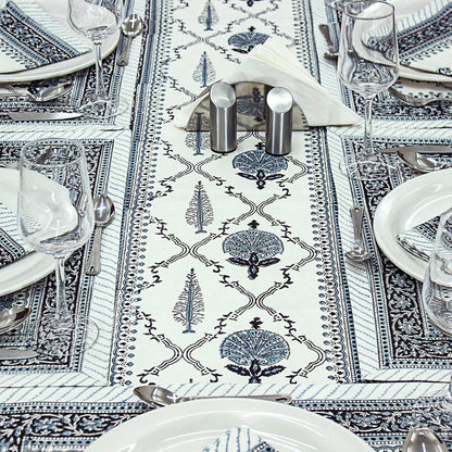 Grey & White Indian Hand Block Printed Cotton Cloth - My Store
