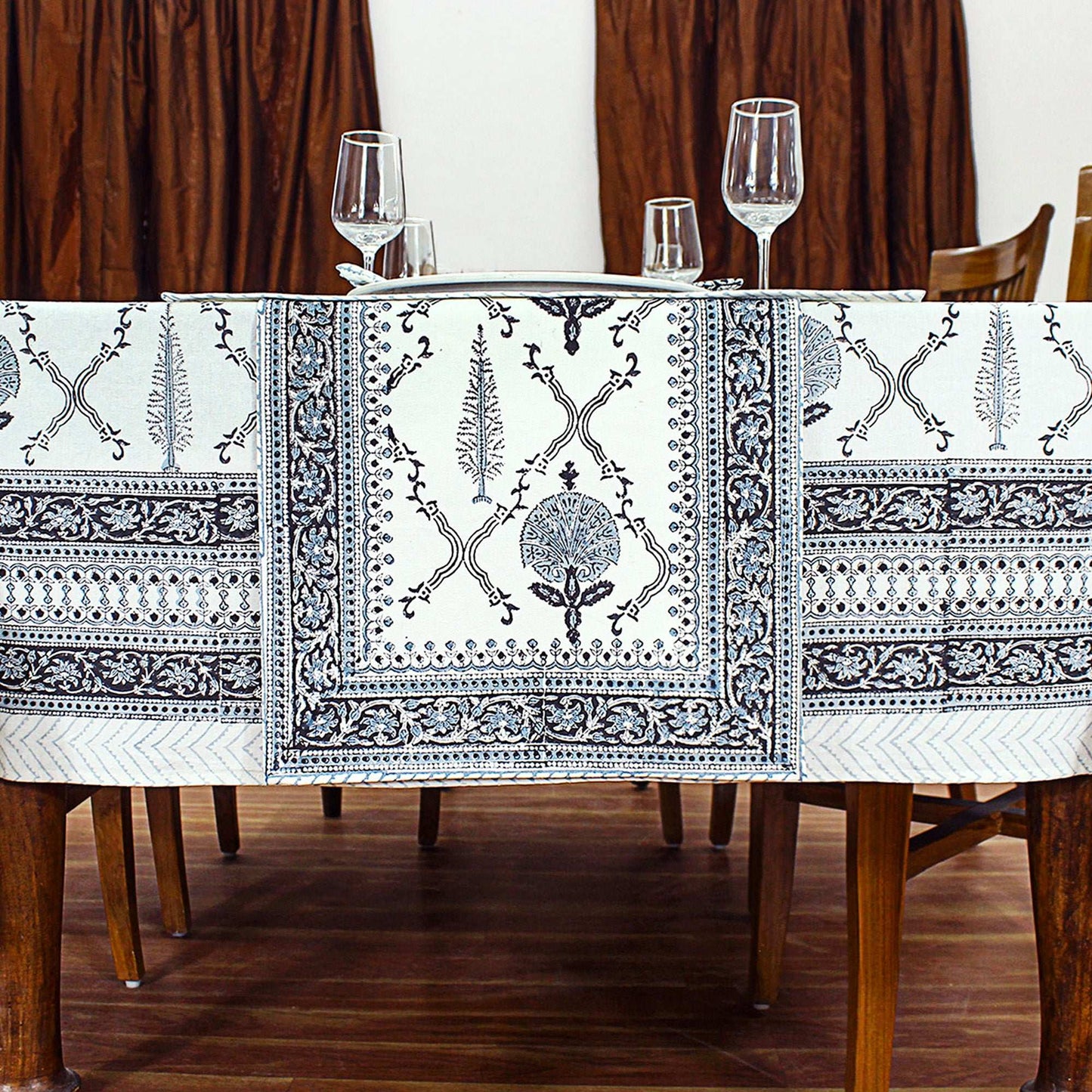 Grey & White Indian Hand Block Printed Cotton Cloth - My Store