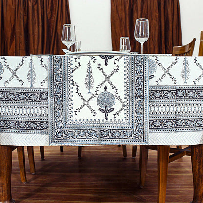 Grey & White Indian Hand Block Printed Cotton Cloth - My Store