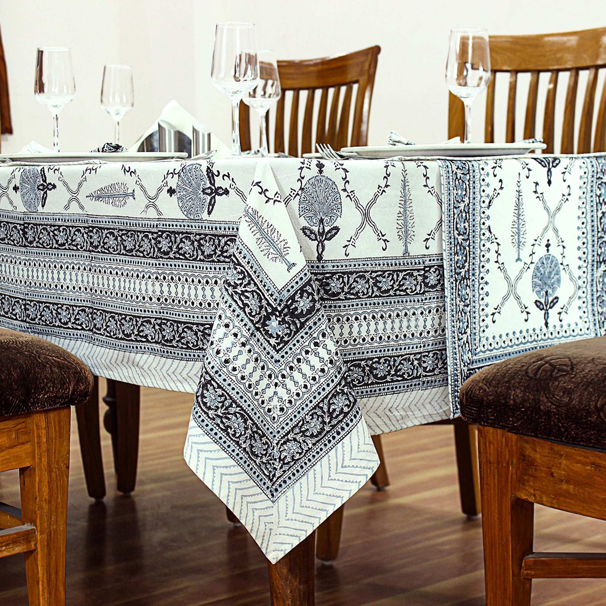 Grey & White Indian Hand Block Printed Cotton Cloth - My Store