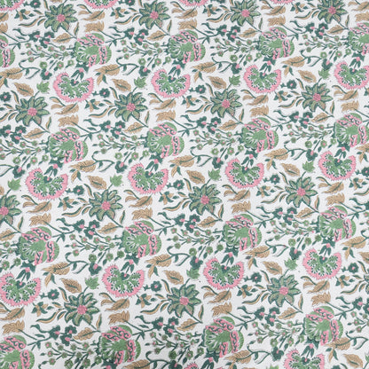 Artisan Block Print Cotton Tablecloth,Green and Pink Indian Rectangle Dining Cover - My Store