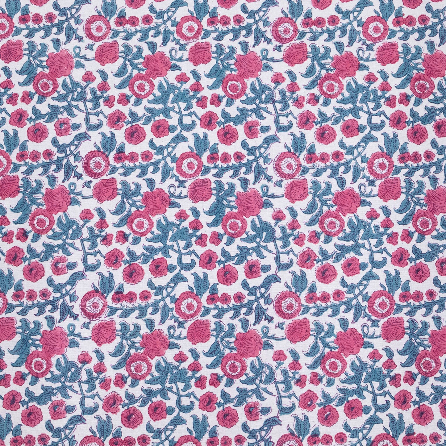 Indian Handmade Block Printed Cotton pink and yellow Rectangle Tablecloth - My Store