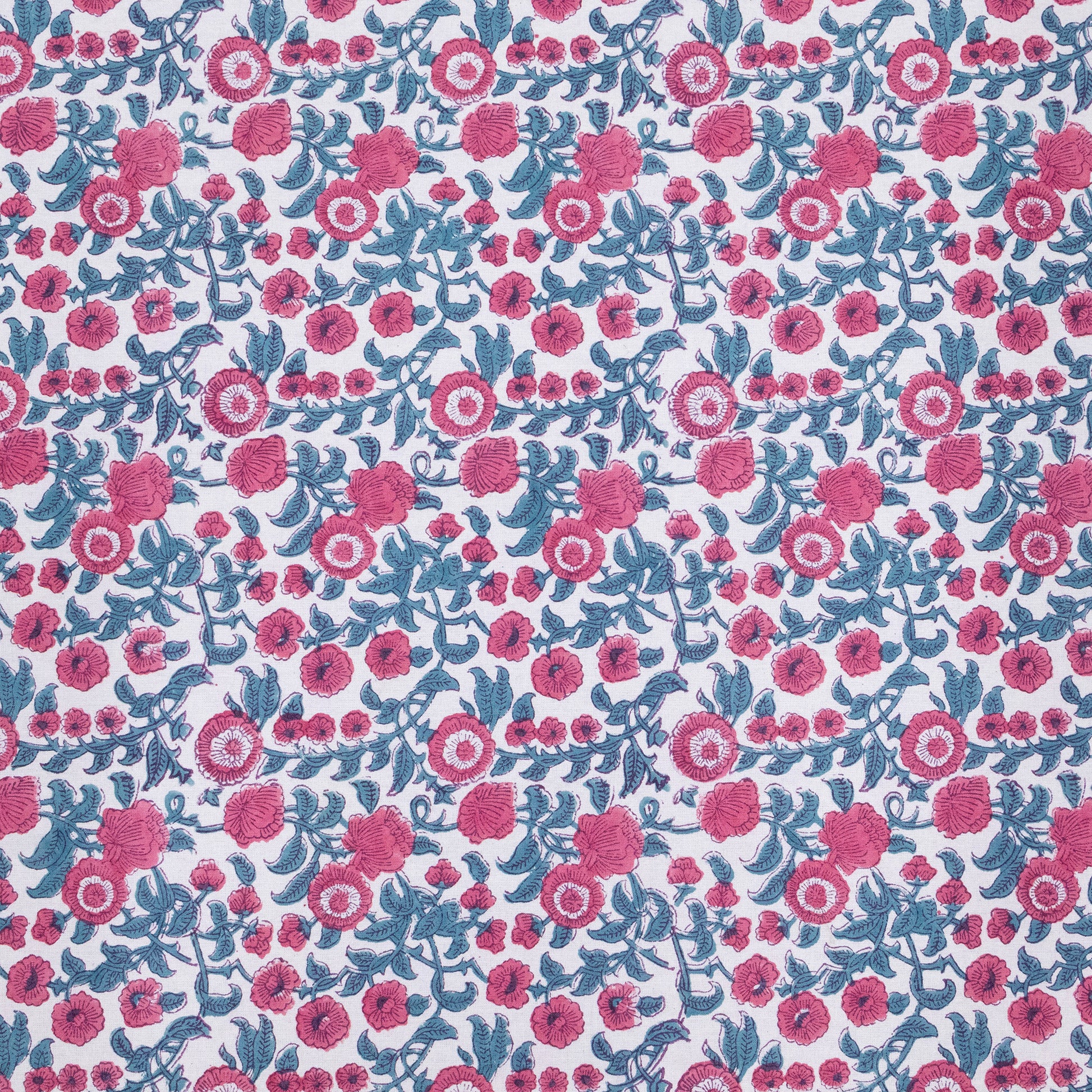 Indian Handmade Block Printed Cotton pink and yellow Rectangle Tablecloth - My Store