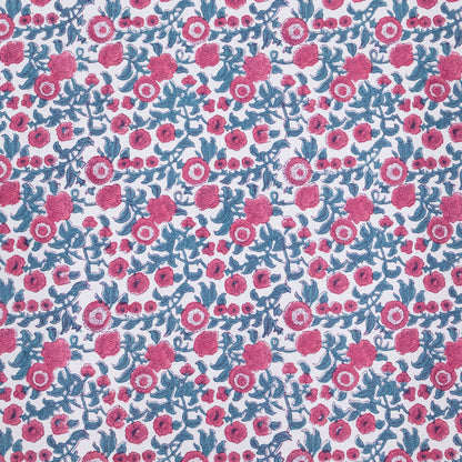 Indian Handmade Block Printed Cotton pink and yellow Rectangle Tablecloth - My Store