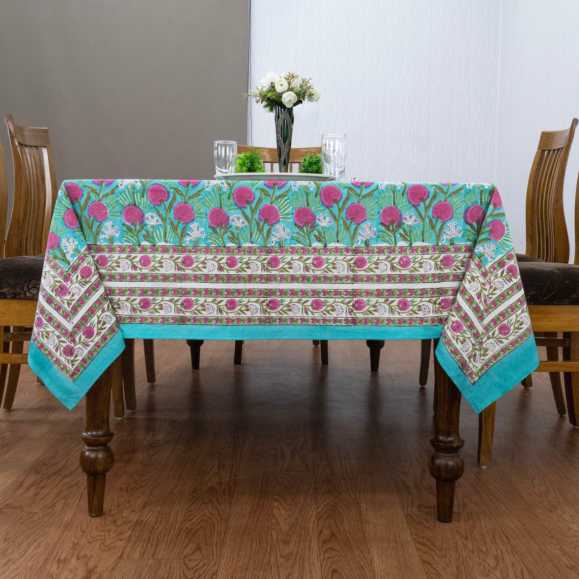 handmade tablecloth, green and pink tablecloth, block printed table cover, cotton table cover, premium cotton tablecloth, floral tablecloth, indian tablecloth, Jaipuri tablecloth, green and pink table linens, boho home decor, table cover for dinning table cover, rectangle table cover, table cloth for dinning decor, custom table cloth,  washable table cloth, outdoor tablecloth, indoor tablecloth, gifts for fathers day