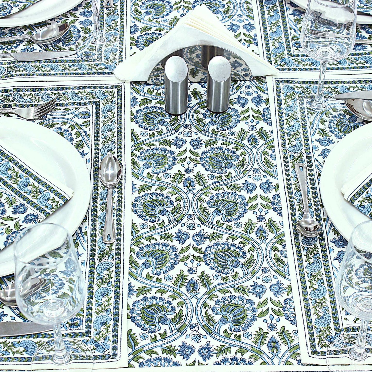 Floral Handmade Block Printed Cotton Dinning decor - My Store