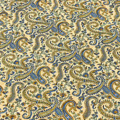 Floral Orange and Blue Indian Block Print tablecloth - My Store