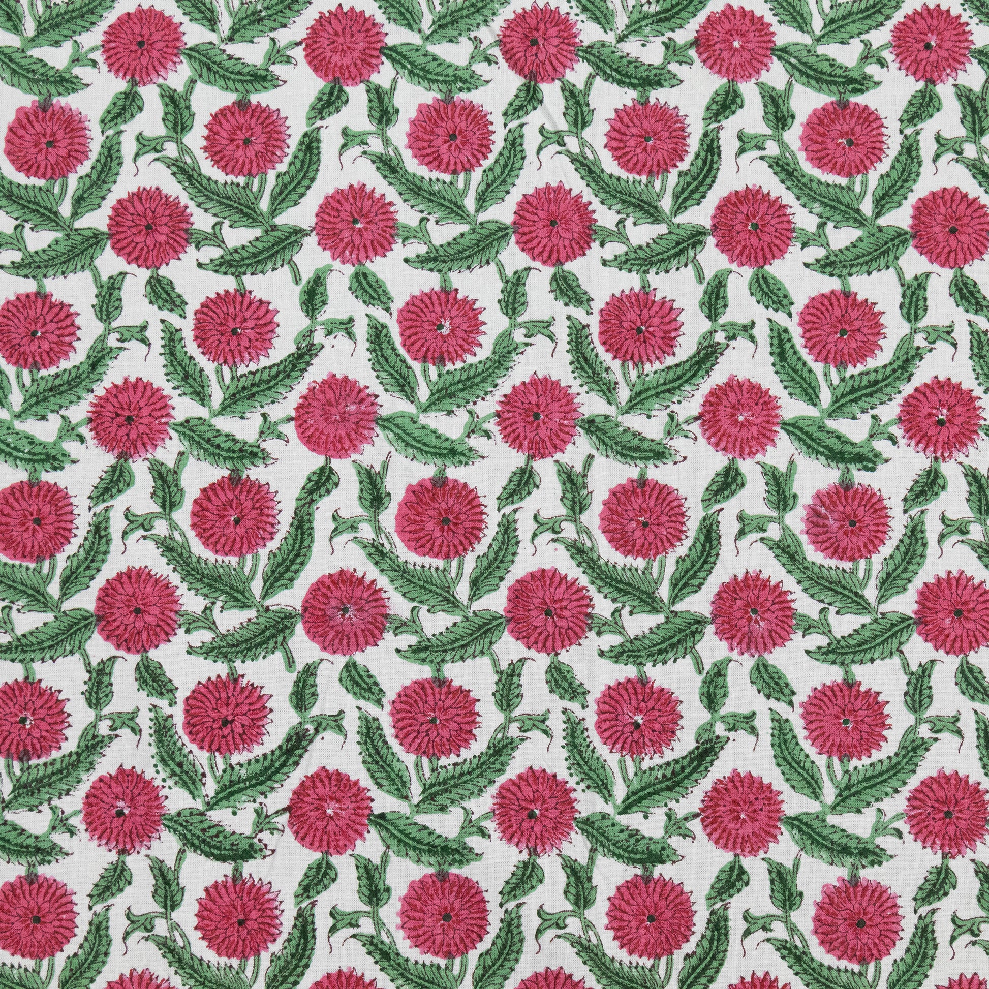 Indian Handmade Block Printed Pink and Green Floral Pattern Cotton Bed sheet For living Room, Kids Room - My Store