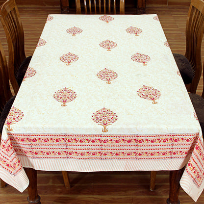 Handmade Red and White Block Printed Rectangle Tablecloth - My Store