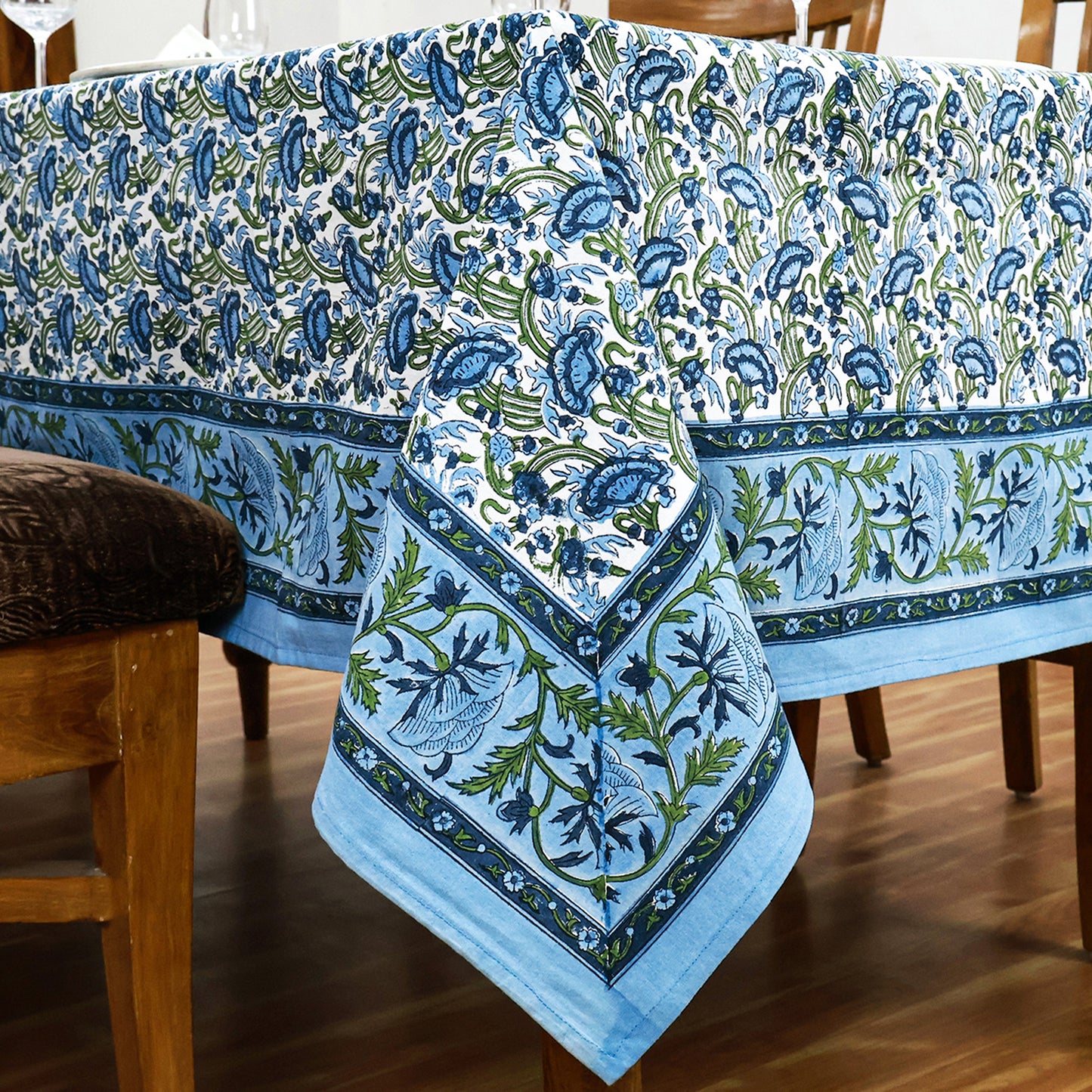 Indian Block Printed Tablecloth - Cotton Floral Table Cover - My Store