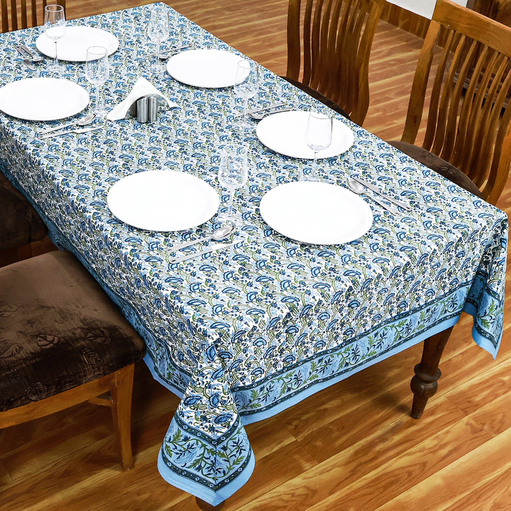 Indian Block Printed Tablecloth - Cotton Floral Table Cover - My Store