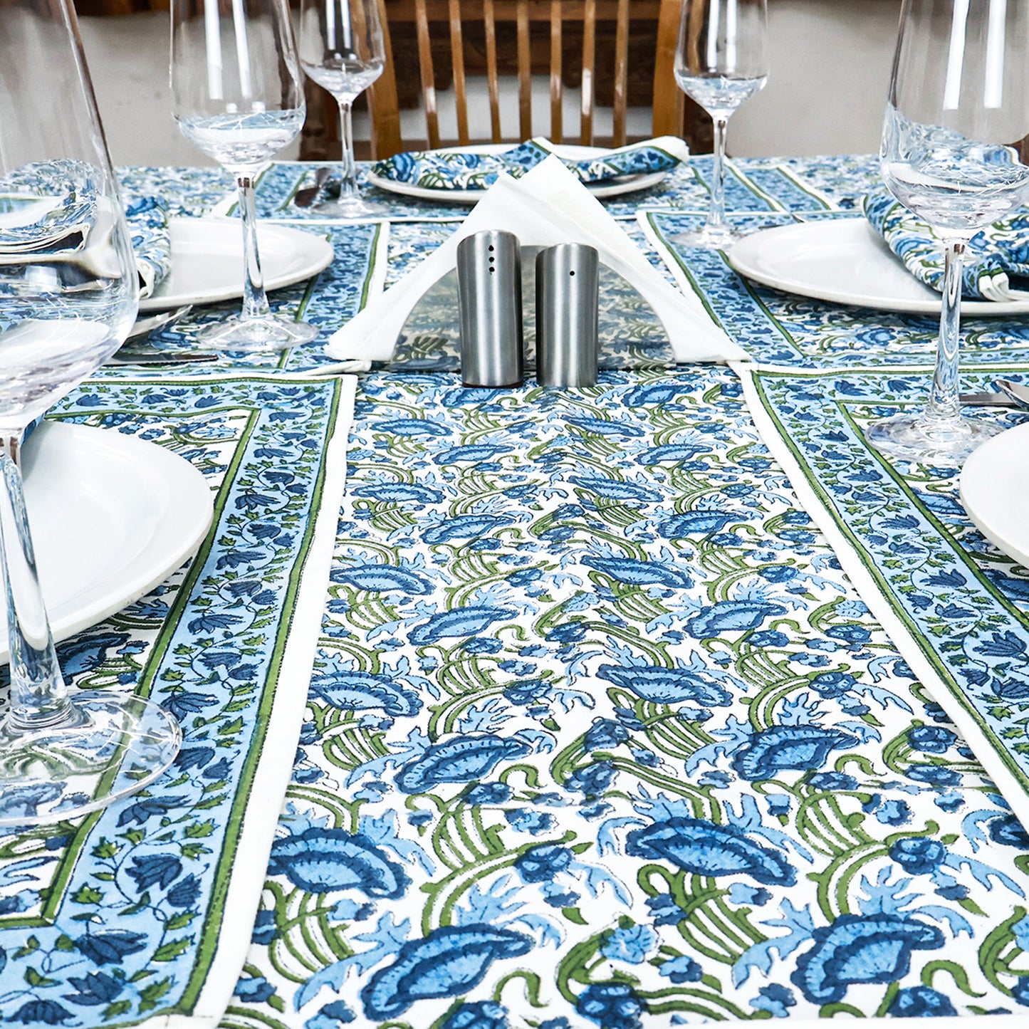 Indian Block Printed Tablecloth - Cotton Floral Table Cover - My Store