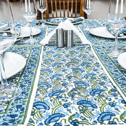 Indian Block Printed Tablecloth - Cotton Floral Table Cover - My Store