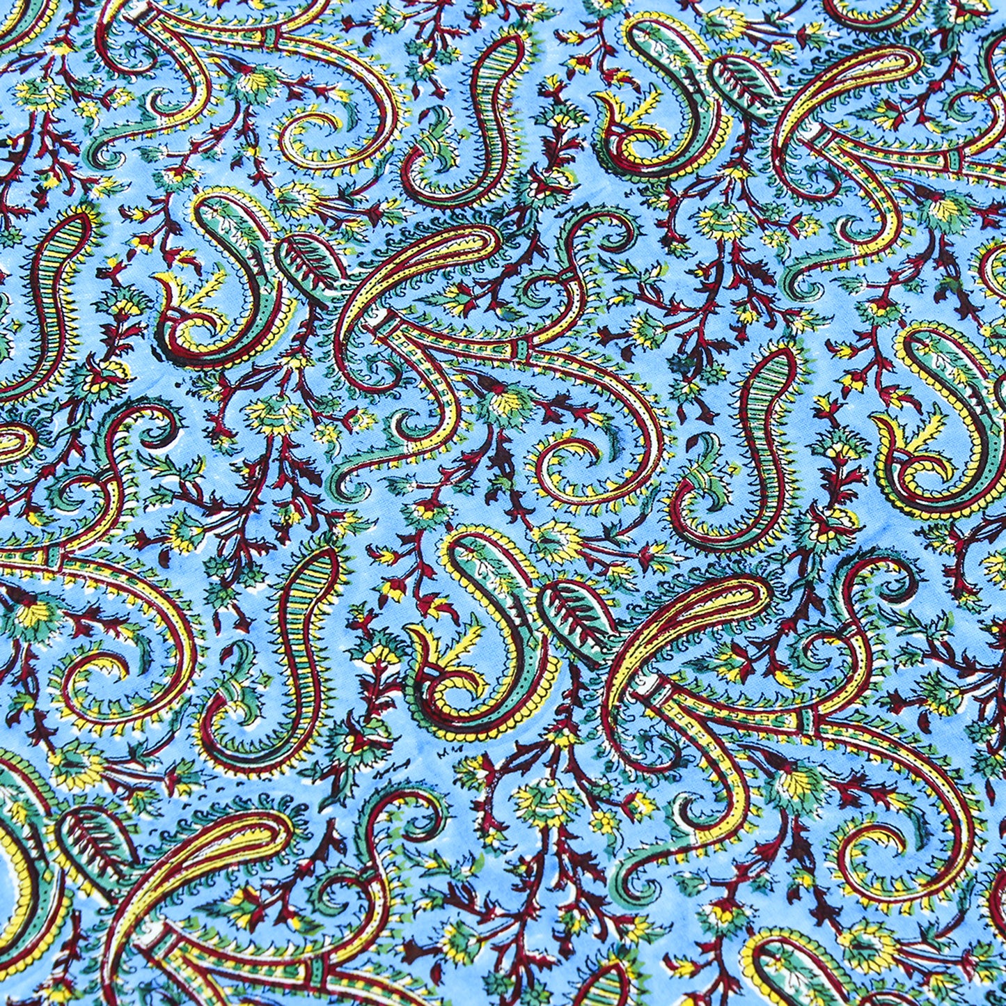 Cotton Blue and Yellow Handmade Block Printed Rectangle Dinning Tablecloth - My Store