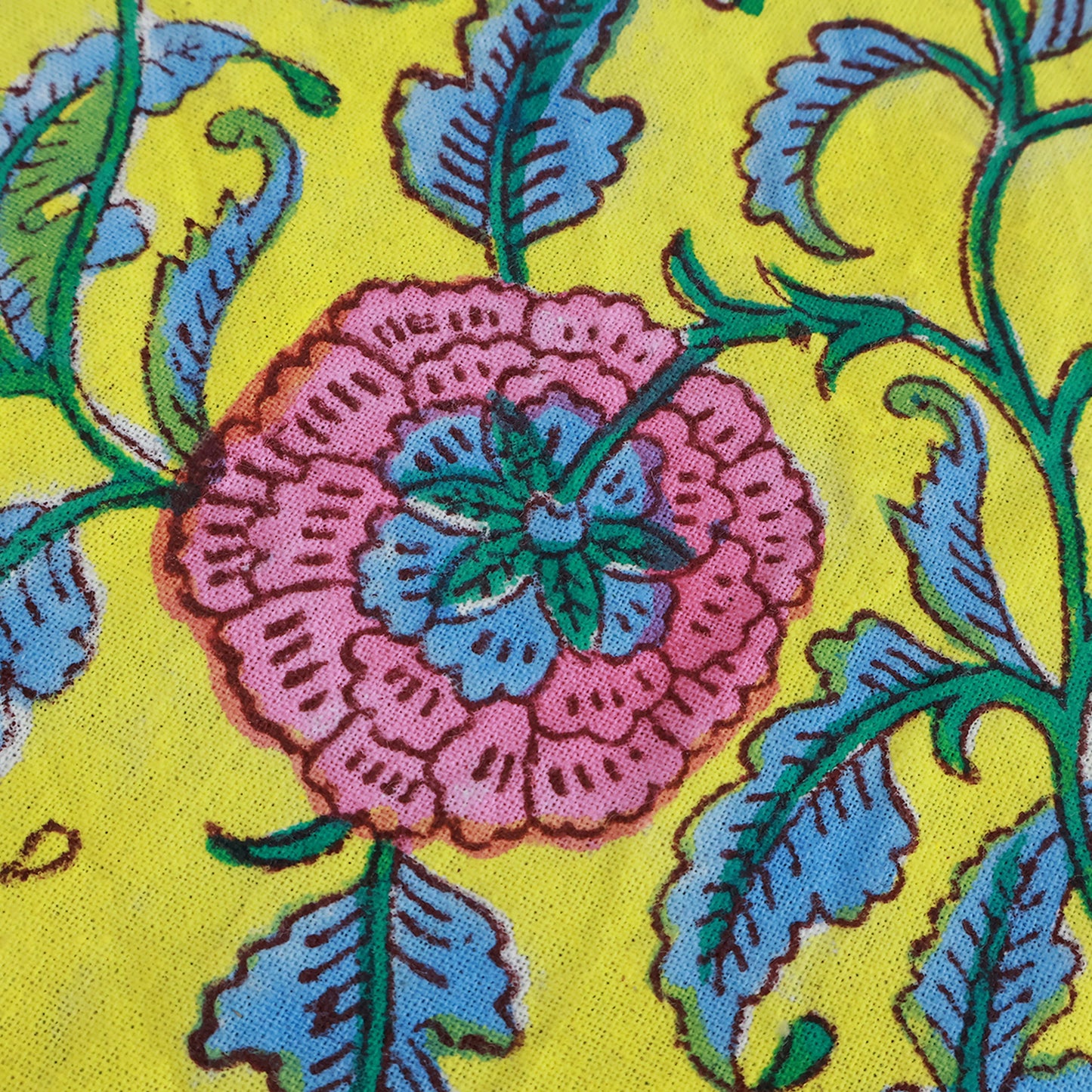 Cotton Indian Block Printed Yellow and Green Rectangle Tablecloth - My Store