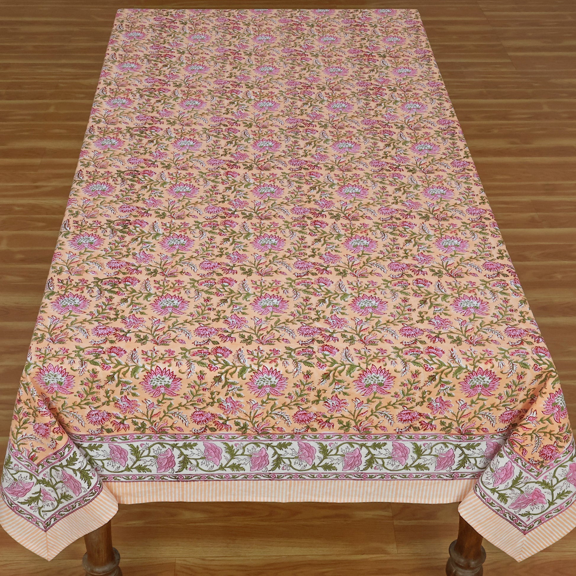 Hand Block Printed Cotton Rectangle Tablecloth For Dinning Decor - My Store