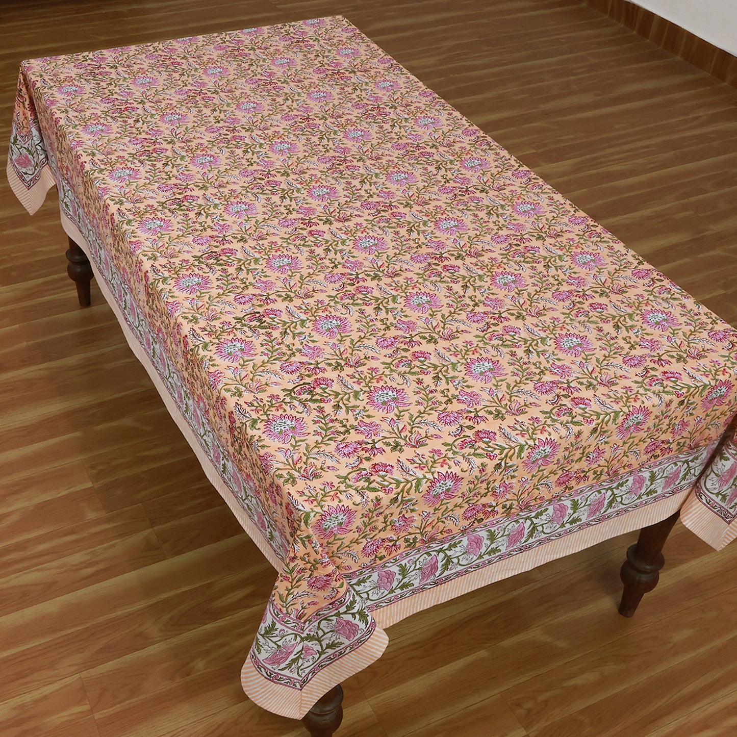 Hand Block Printed Cotton Rectangle Tablecloth For Dinning Decor - My Store