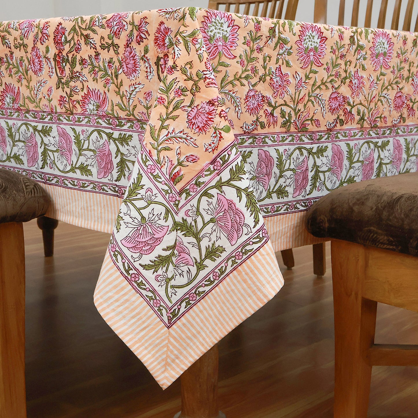 Hand Block Printed Cotton Rectangle Tablecloth For Dinning Decor - My Store