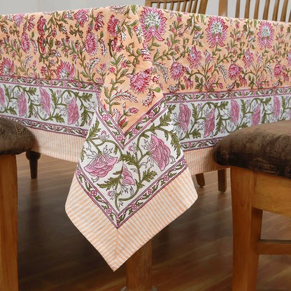 Hand Block Printed Cotton Rectangle Tablecloth For Dinning Decor - My Store