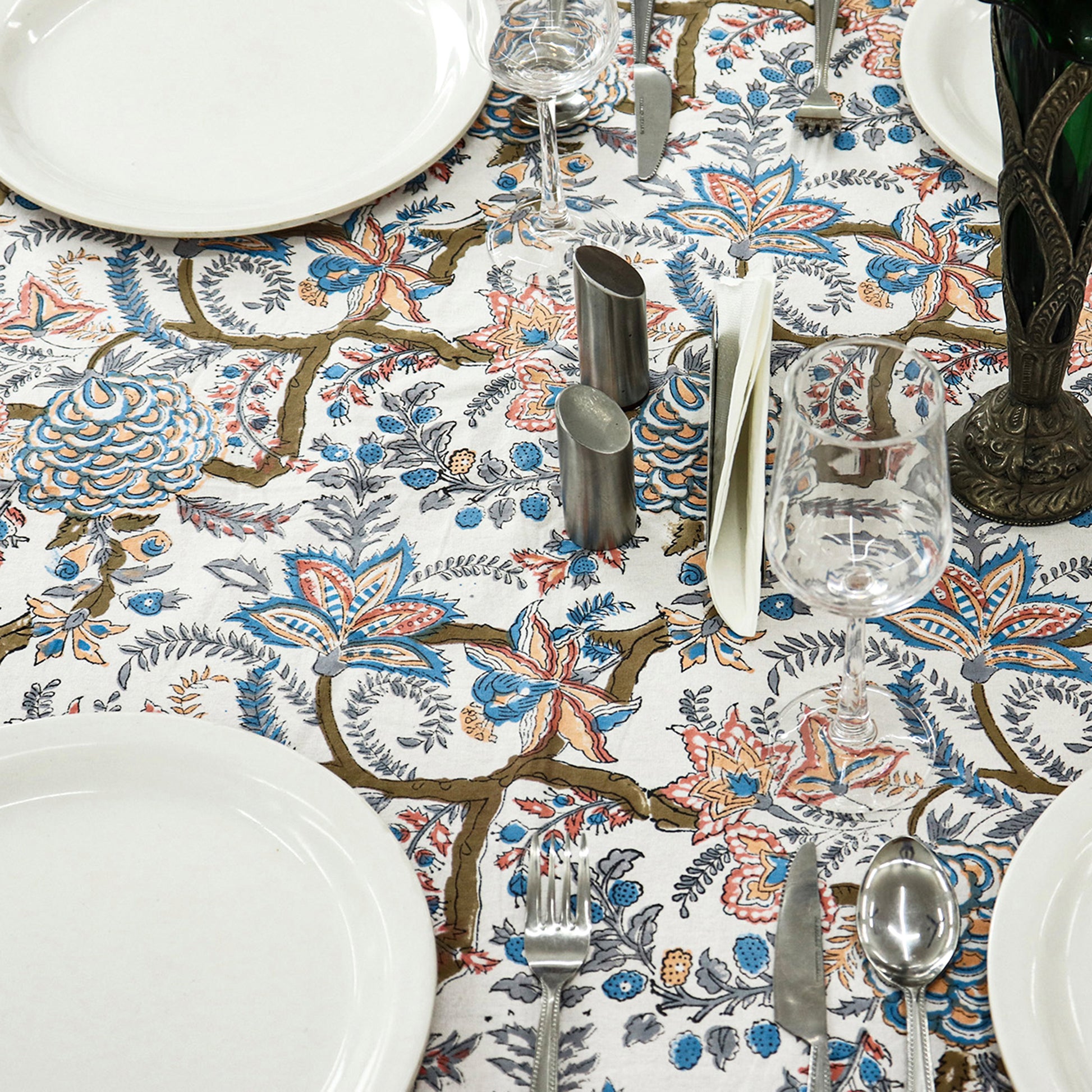 Multicolor Rectangle Tablecloth - Dining Table Linen - Cotton Table Cover - My Store