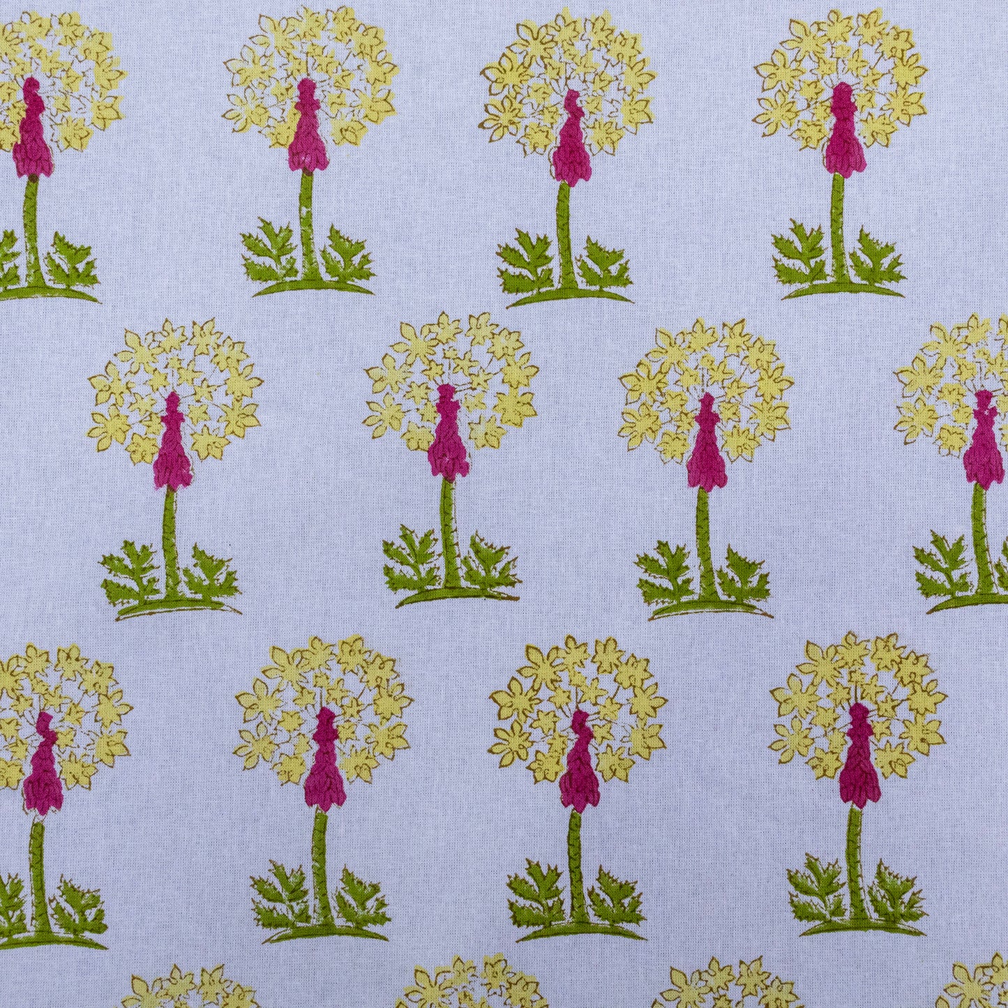 Indian Handmade Block Printed White and Yellow Floral Pattern Cotton Bed sheet For living Room, Kids Room - My Store