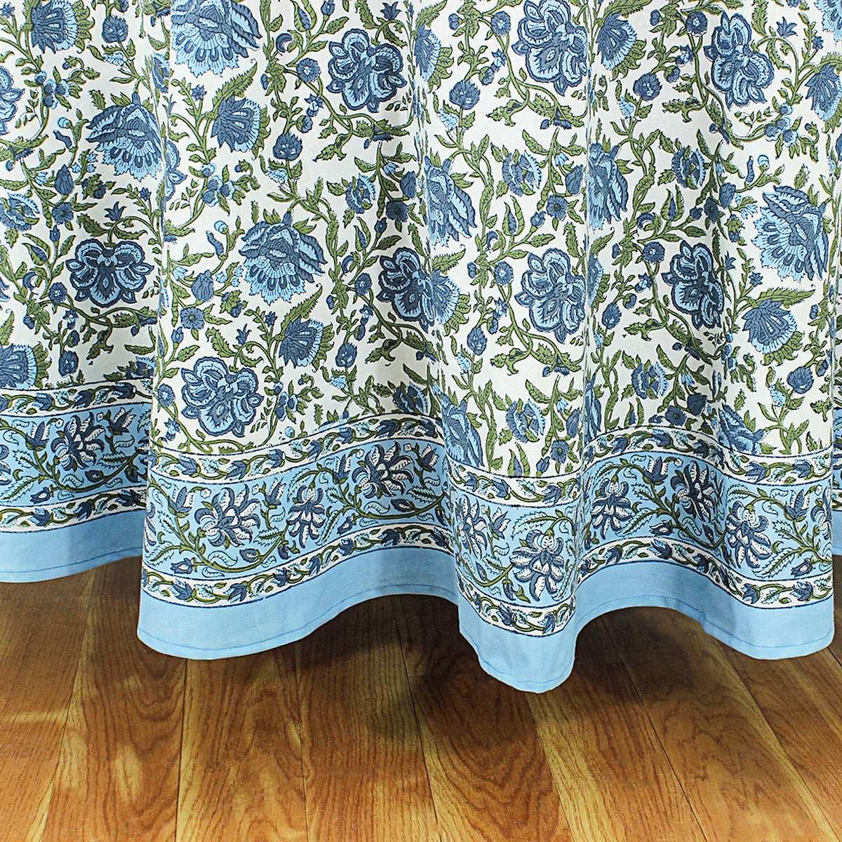 Blue and White Hand Block Printed Cover, Floral Table Linens, Valentine Table Cloth - My Store